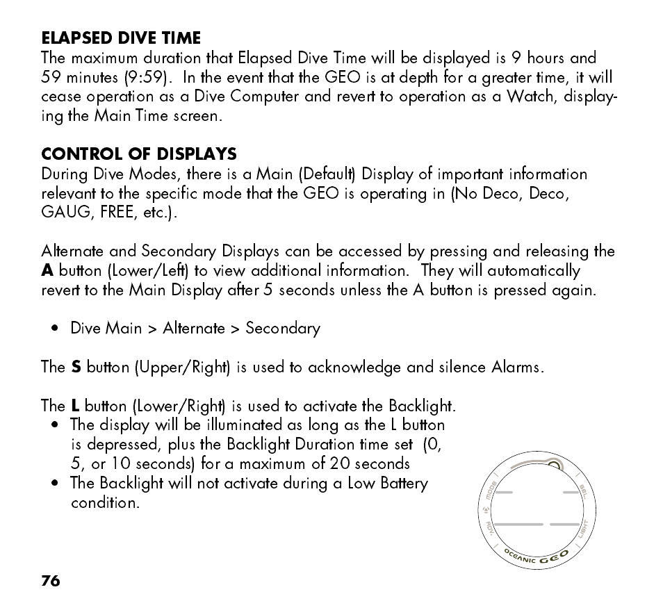 Oceanic Watch / Dive Computer GEO User Manual | Page 76 / 140