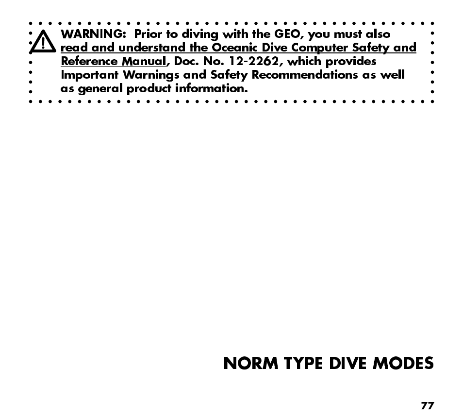 Norm type dive modes | Oceanic Watch / Dive Computer GEO User Manual | Page 77 / 140