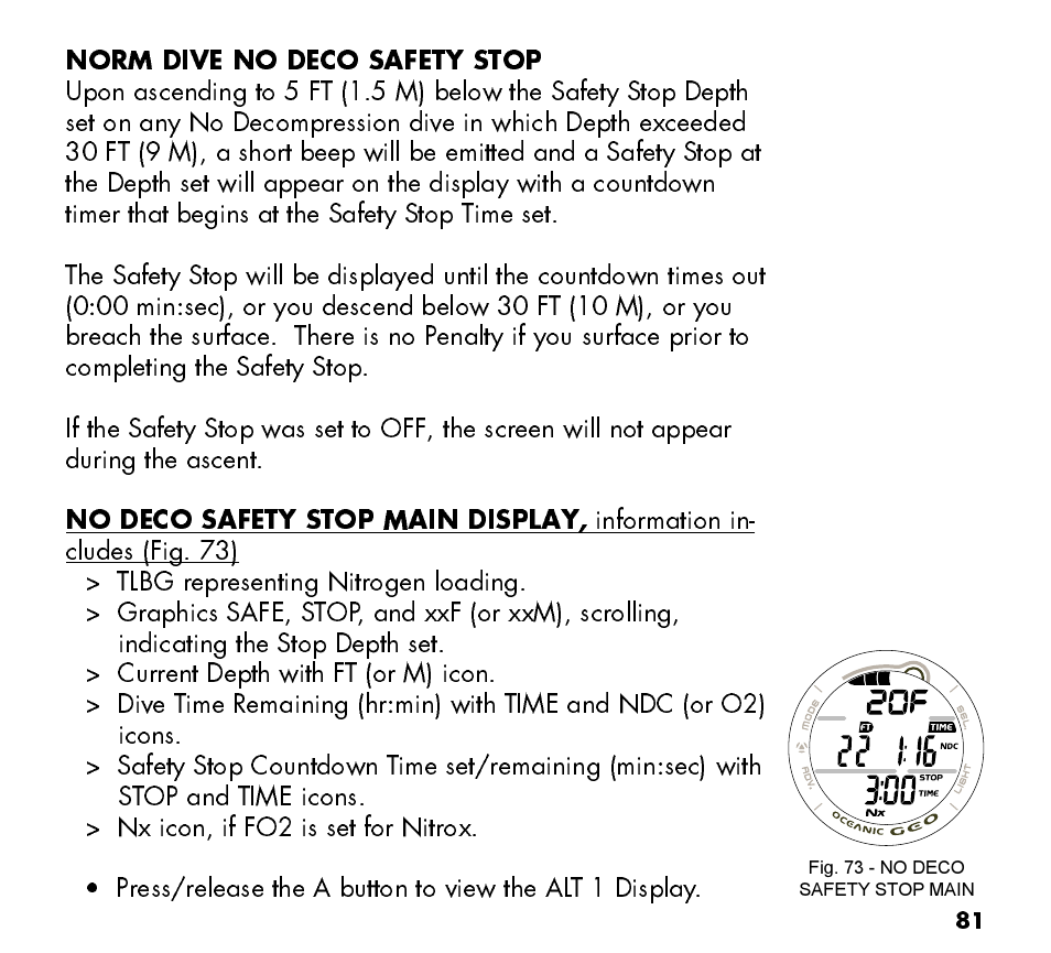 Oceanic Watch / Dive Computer GEO User Manual | Page 81 / 140