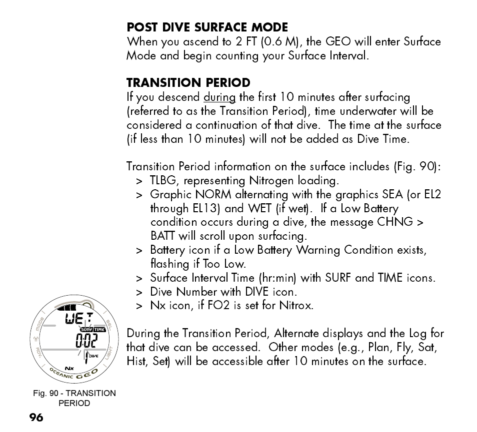 Oceanic Watch / Dive Computer GEO User Manual | Page 96 / 140