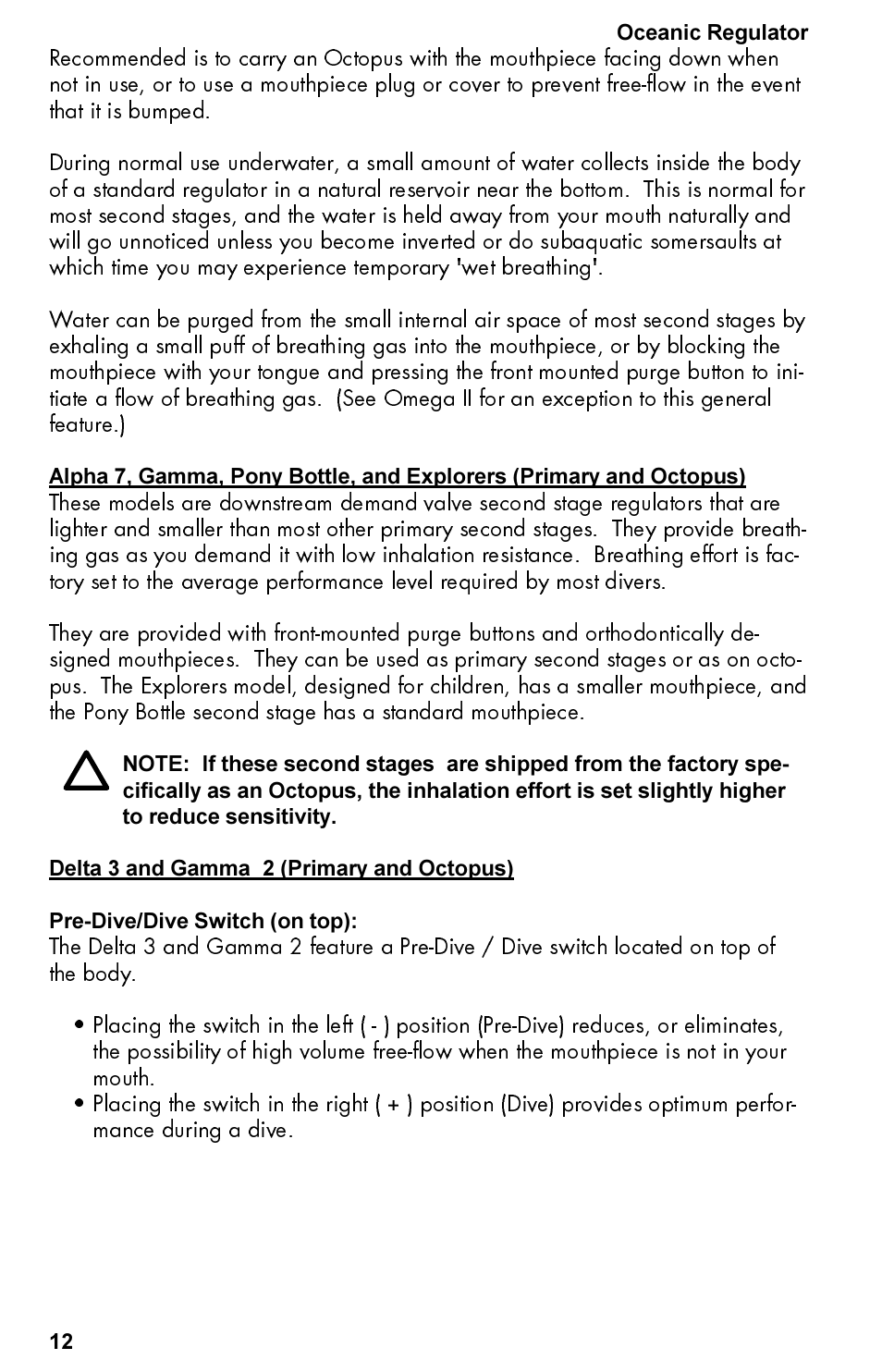 Oceanic Regulator Equipment User Manual | Page 12 / 20