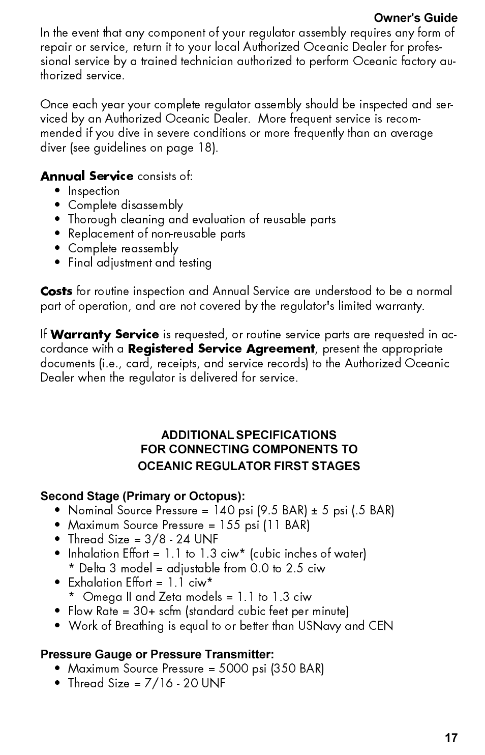 Oceanic Regulator Equipment User Manual | Page 17 / 20