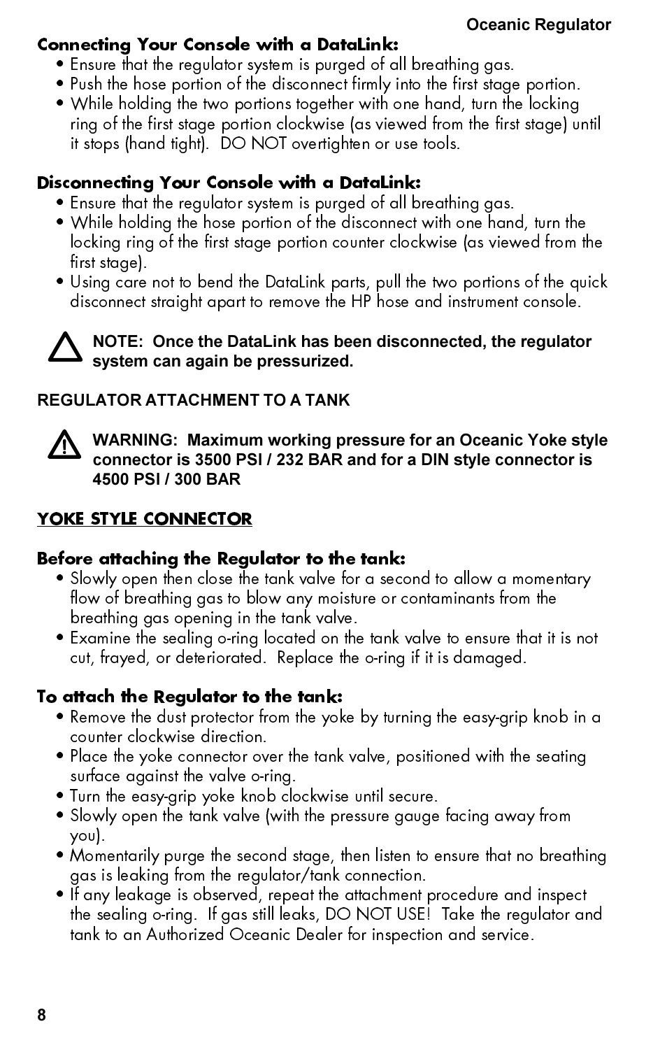 Oceanic Regulator Equipment User Manual | Page 8 / 20