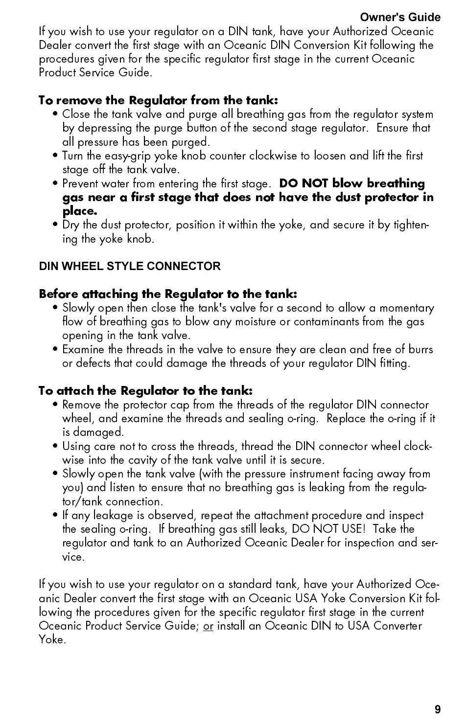 Oceanic Regulator Equipment User Manual | Page 9 / 20