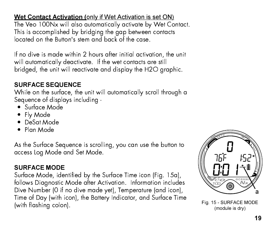 Oceanic Personal Dive Computer Veo 100Nx User Manual | Page 19 / 72