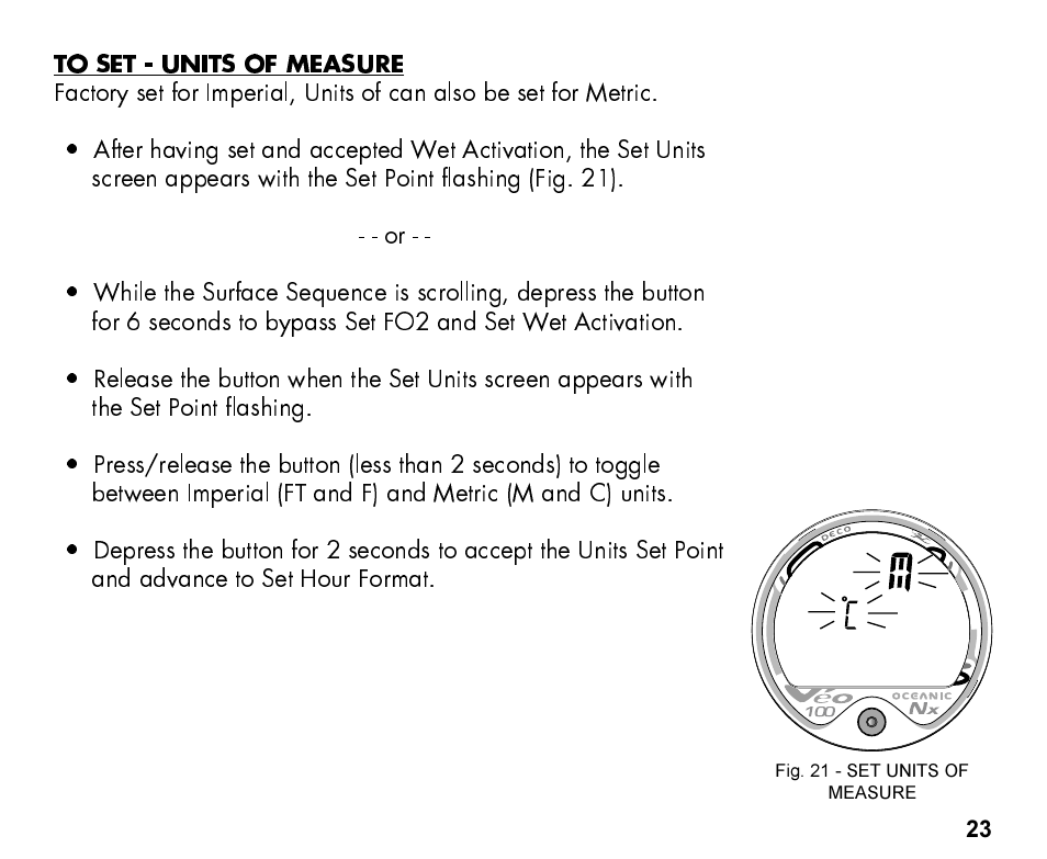 Oceanic Personal Dive Computer Veo 100Nx User Manual | Page 23 / 72