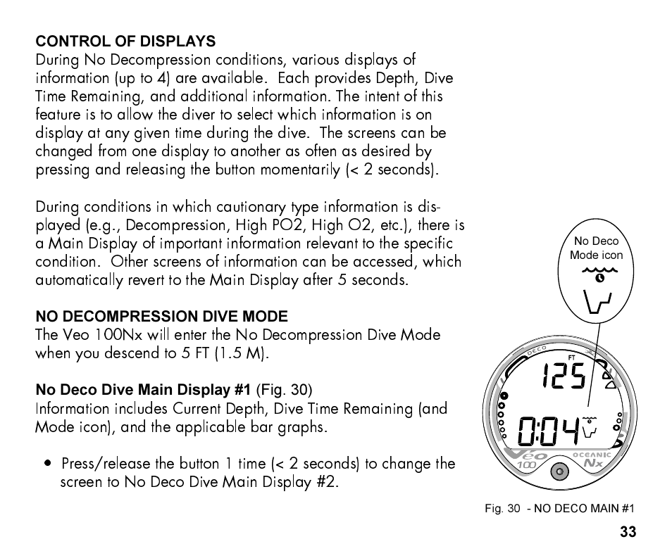 Oceanic Personal Dive Computer Veo 100Nx User Manual | Page 33 / 72
