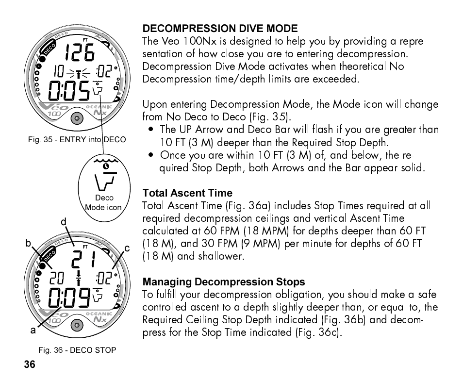 Oceanic Personal Dive Computer Veo 100Nx User Manual | Page 36 / 72