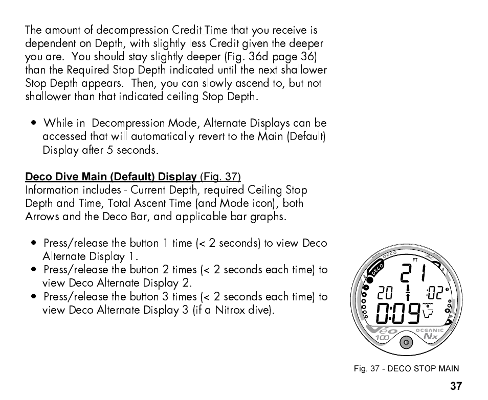 Oceanic Personal Dive Computer Veo 100Nx User Manual | Page 37 / 72