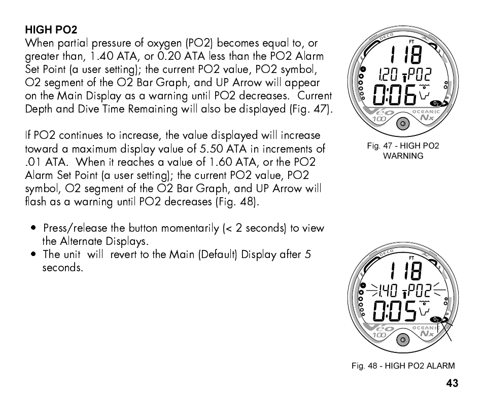 Oceanic Personal Dive Computer Veo 100Nx User Manual | Page 43 / 72