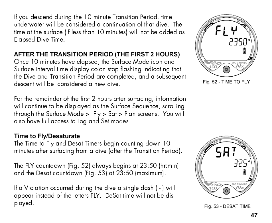 Oceanic Personal Dive Computer Veo 100Nx User Manual | Page 47 / 72
