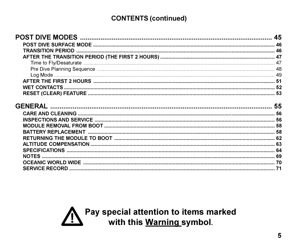 Oceanic Personal Dive Computer Veo 100Nx User Manual | Page 5 / 72