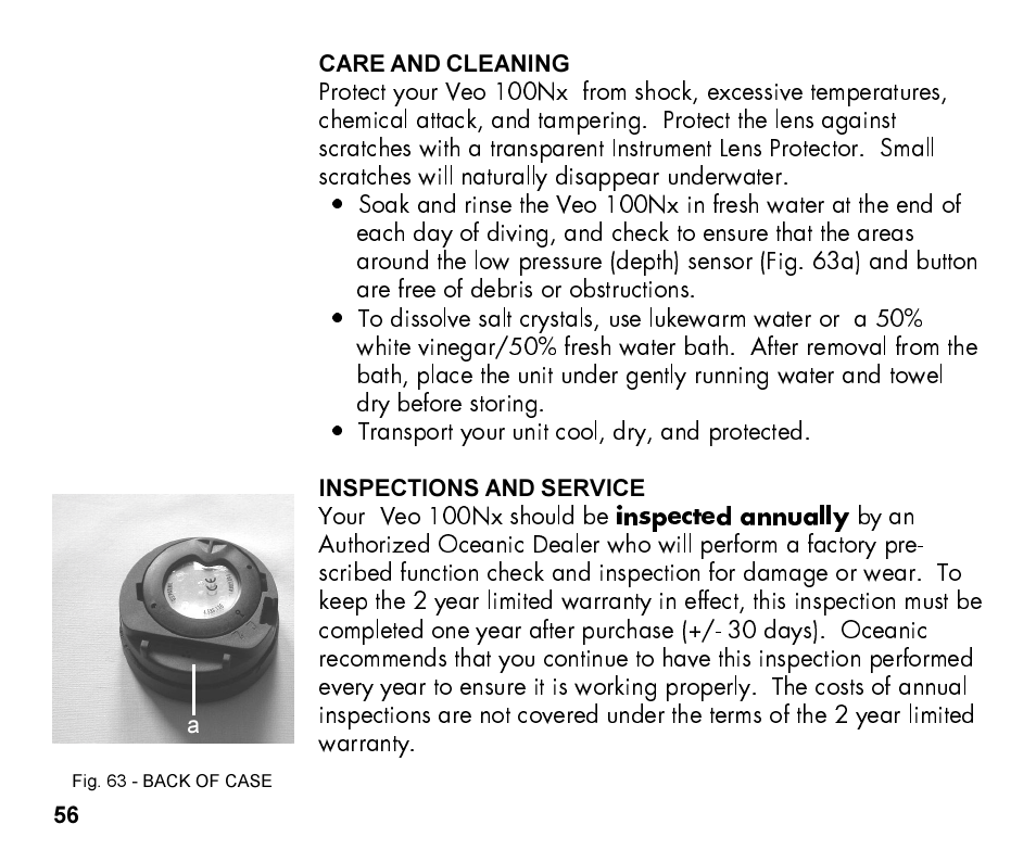 Oceanic Personal Dive Computer Veo 100Nx User Manual | Page 56 / 72