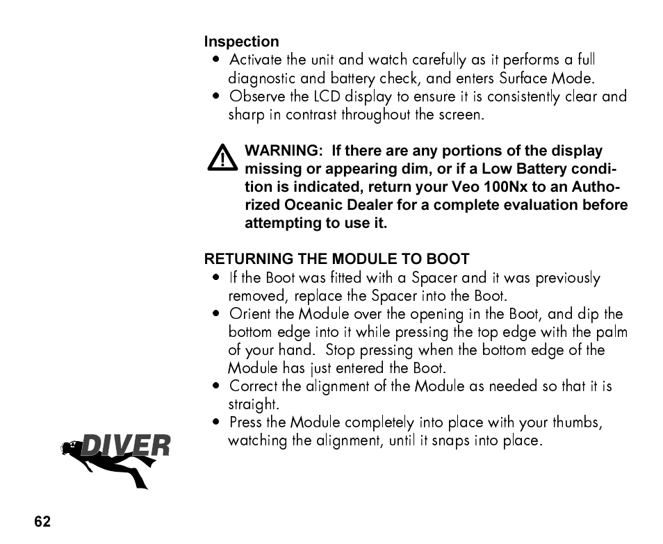 Oceanic Personal Dive Computer Veo 100Nx User Manual | Page 62 / 72