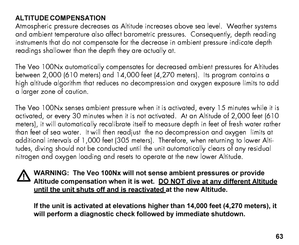 Oceanic Personal Dive Computer Veo 100Nx User Manual | Page 63 / 72