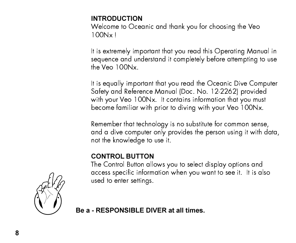 Oceanic Personal Dive Computer Veo 100Nx User Manual | Page 8 / 72