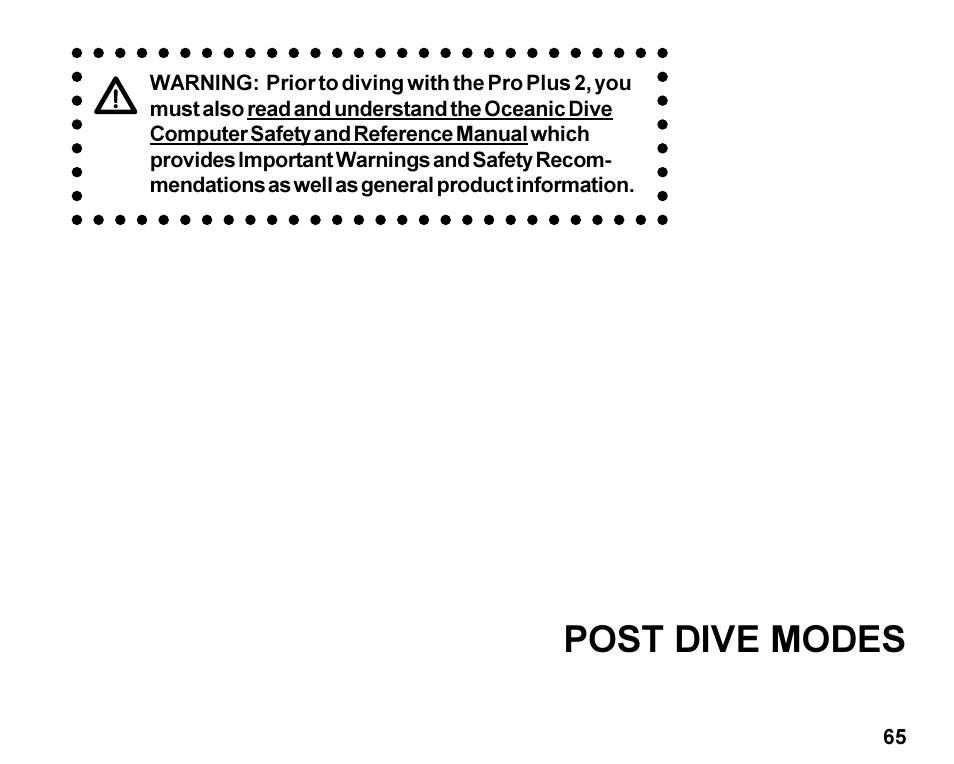 Post dive modes | Oceanic Dive Computer Pro Plus 2 User Manual | Page 65 / 100