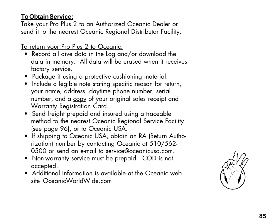 Oceanic Dive Computer Pro Plus 2 User Manual | Page 85 / 100
