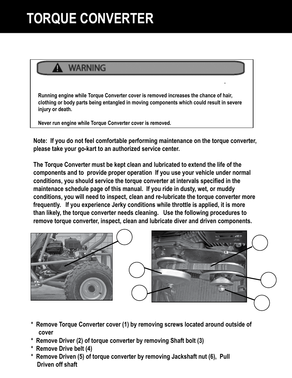 Torque converter, Nspection and cleaning, Removing torque converter components | Olympia/Luggage America 65 User Manual | Page 29 / 44