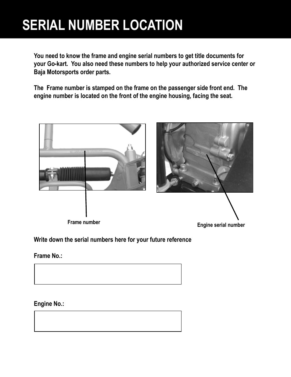 Serial number location | Olympia/Luggage America 65 User Manual | Page 42 / 44