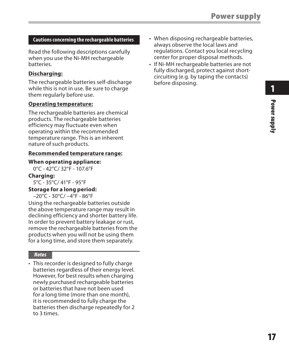 Power supply | Olympus DM-420 User Manual | Page 17 / 128