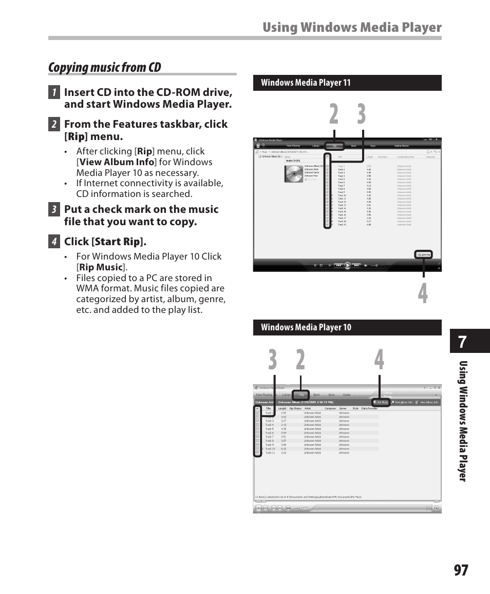 Copying music from cd | Olympus DM-420 User Manual | Page 97 / 128