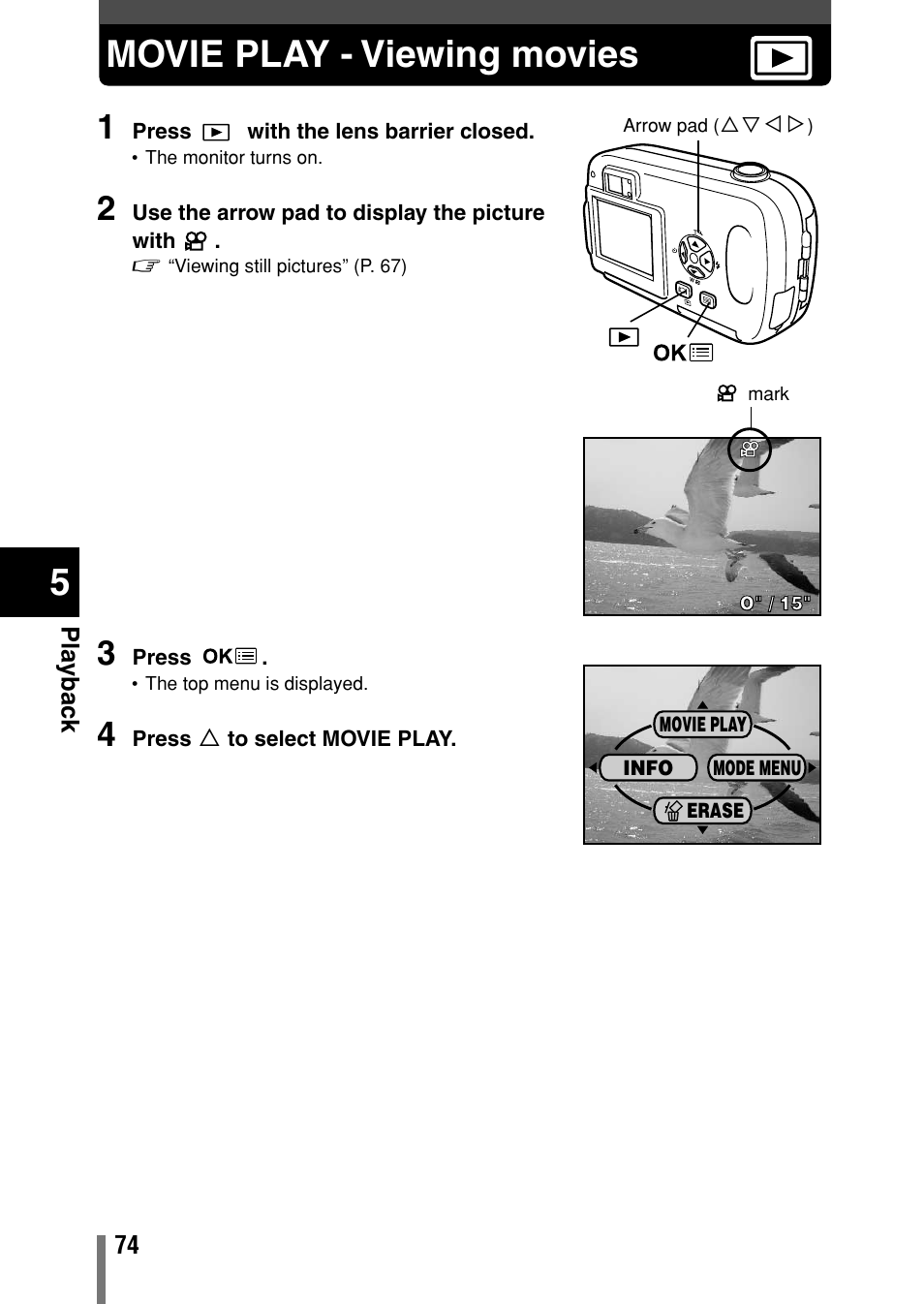 Movie play - viewing movies | Olympus C-150 EN User Manual | Page 111 / 216