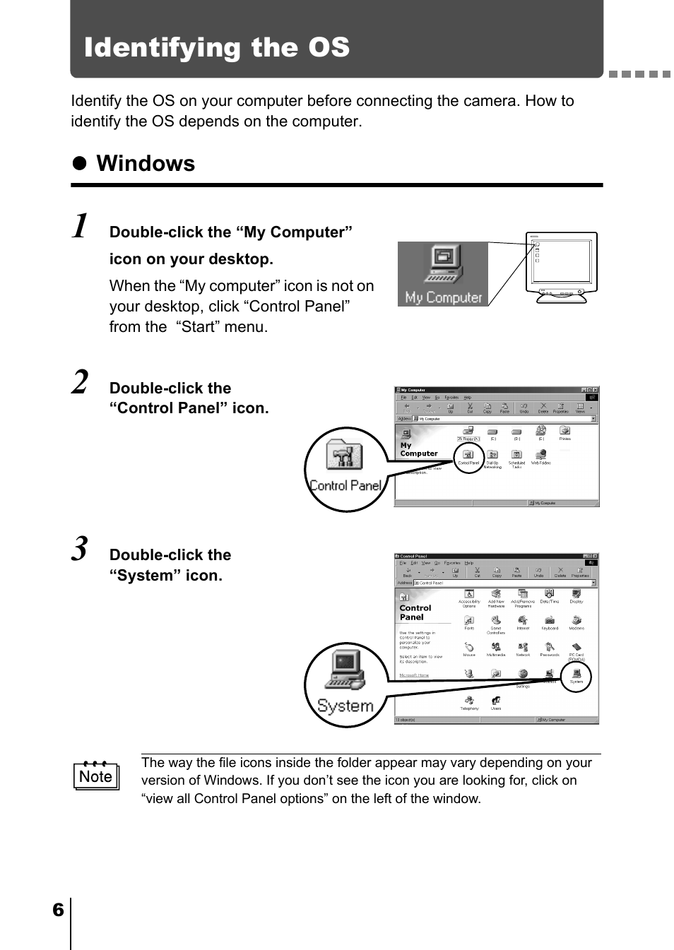 Identifying the os, Windows, P.6) | Olympus C-150 EN User Manual | Page 158 / 216