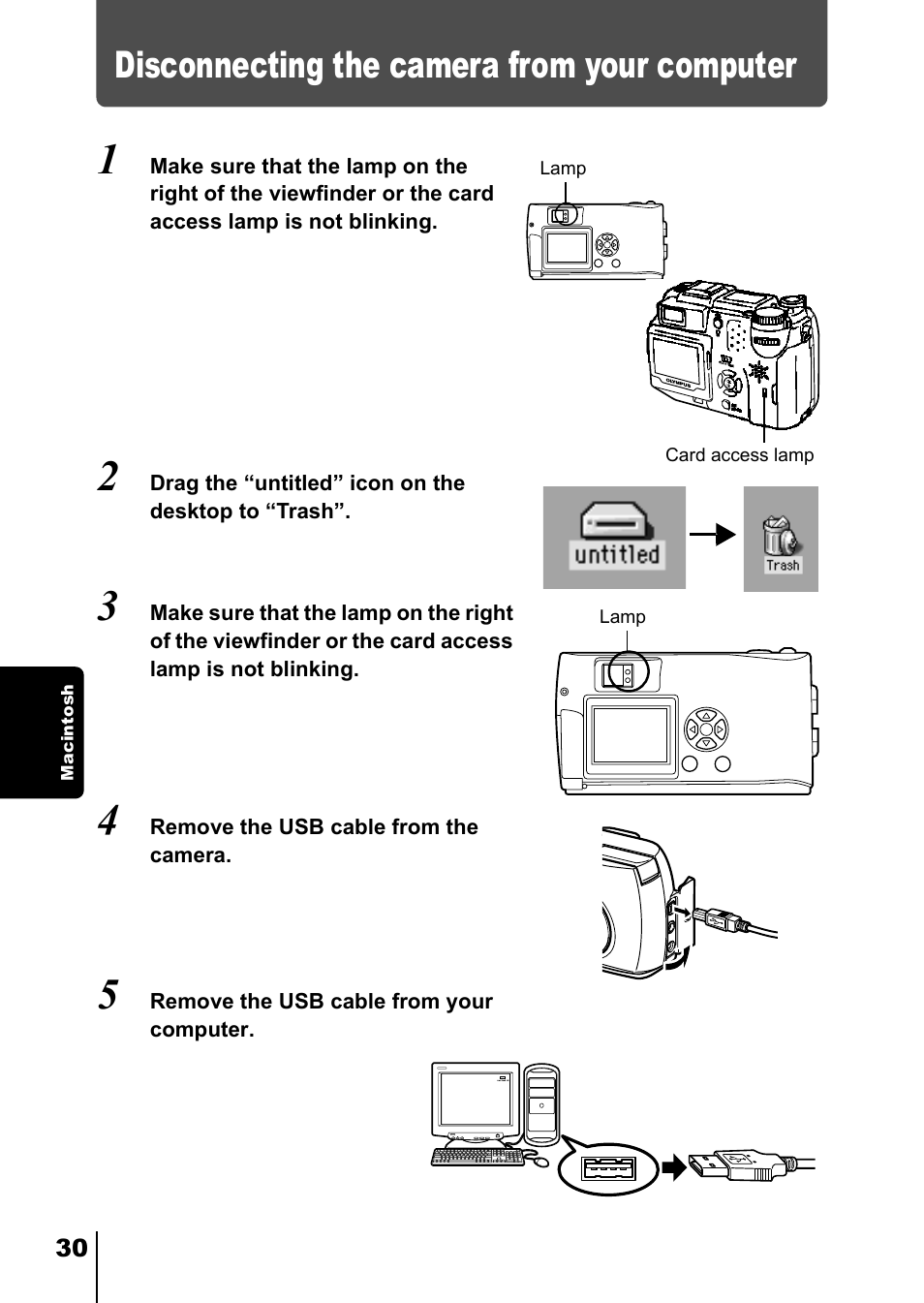 Disconnecting the camera from your computer, Mac p.30) | Olympus C-150 EN User Manual | Page 182 / 216