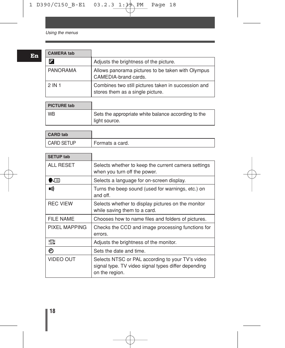 Olympus C-150 EN User Manual | Page 20 / 216