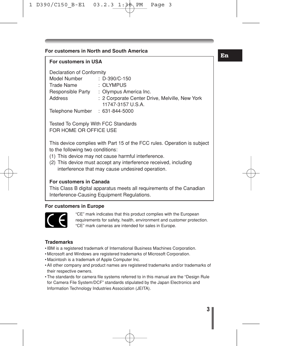 Olympus C-150 EN User Manual | Page 5 / 216