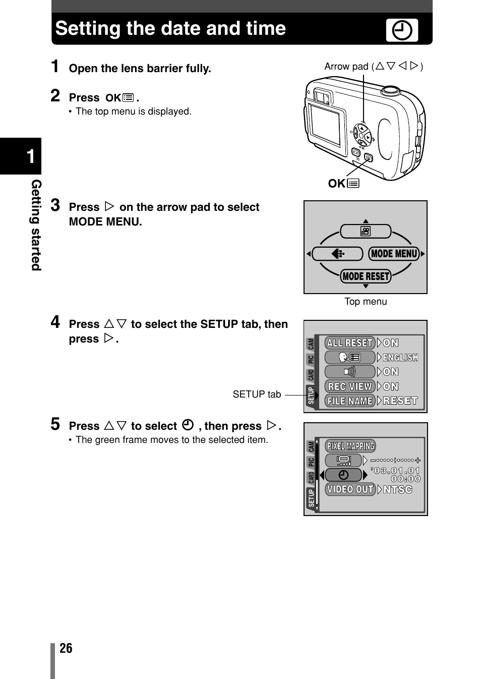 Setting the date and time | Olympus C-150 EN User Manual | Page 63 / 216