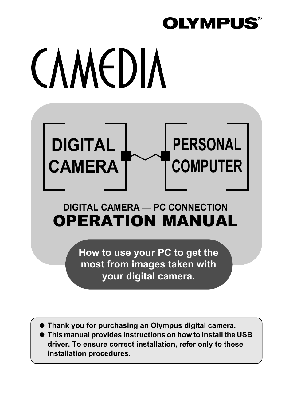 Connecting the camera to a pc, Digital camera personal computer, Operation manual | Olympus CAMEDIA C-2 ZOOM User Manual | Page 109 / 140