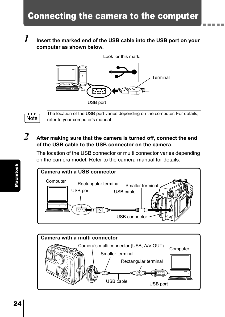 Connecting the camera to the computer, C p.24) | Olympus CAMEDIA C-2 ZOOM User Manual | Page 132 / 140