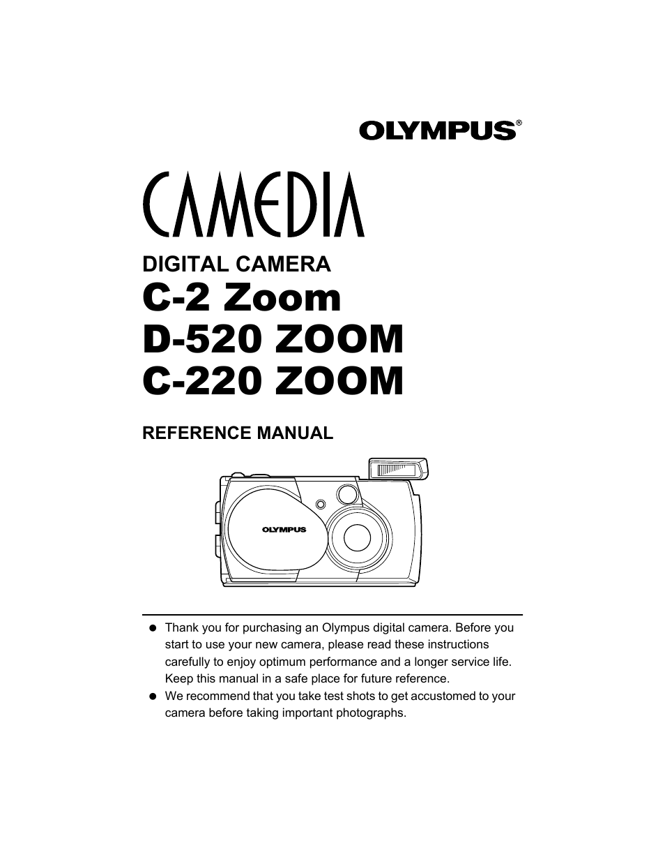 Camera operation | Olympus CAMEDIA C-2 ZOOM User Manual | Page 2 / 140