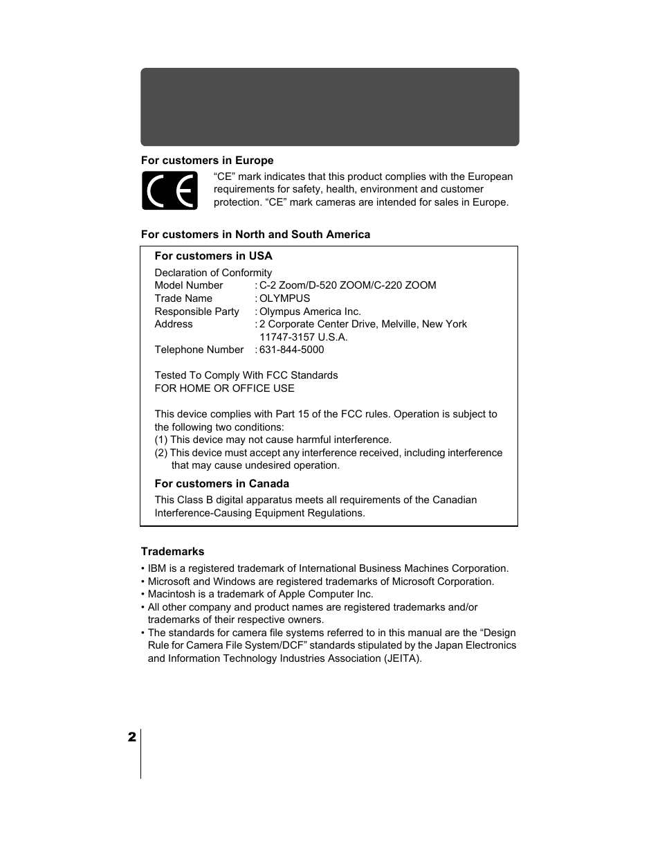 Olympus CAMEDIA C-2 ZOOM User Manual | Page 3 / 140