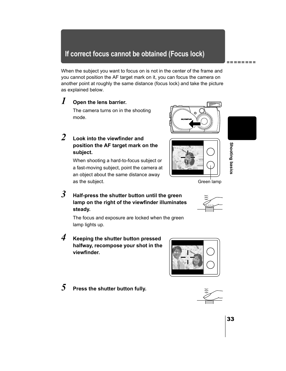 If correct focus cannot be obtained (focus lock), P.33) | Olympus CAMEDIA C-2 ZOOM User Manual | Page 34 / 140