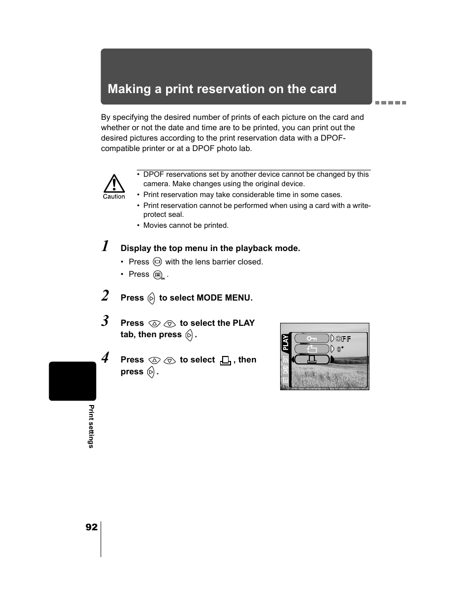 Making a print reservation on the card, P.92 | Olympus CAMEDIA C-2 ZOOM User Manual | Page 93 / 140