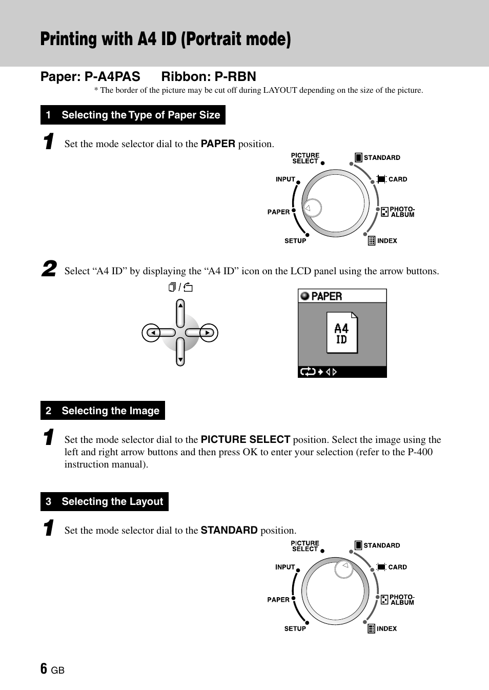 Printing with a4 id (portrait mode) | Olympus CAMEDIA P-400ID User Manual | Page 10 / 36