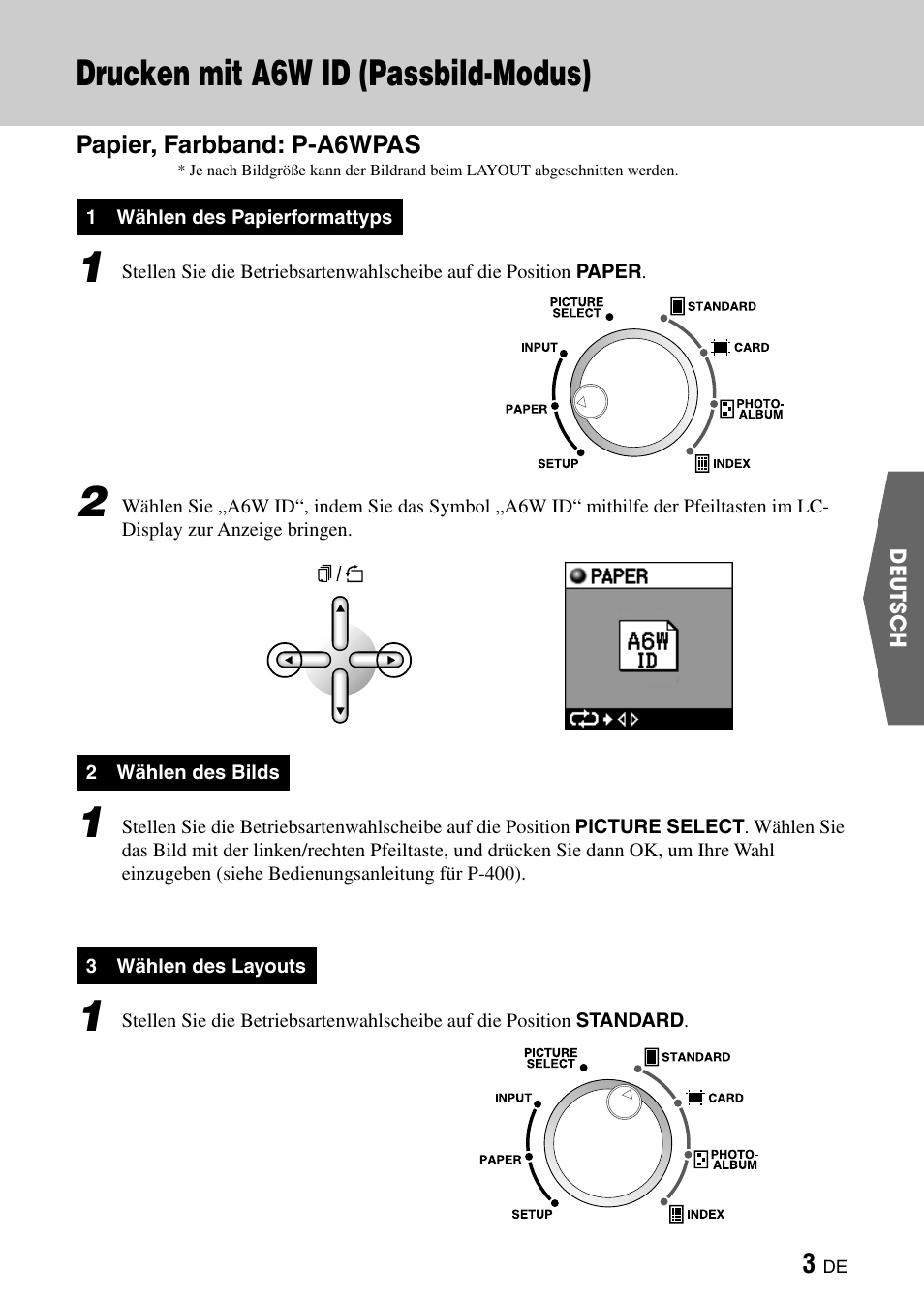 Drucken mit a6w id (passbild-modus) | Olympus CAMEDIA P-400ID User Manual | Page 17 / 36