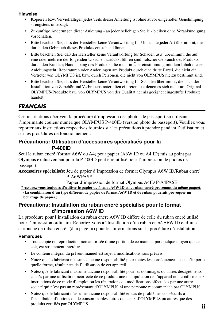 Olympus CAMEDIA P-400ID User Manual | Page 3 / 36