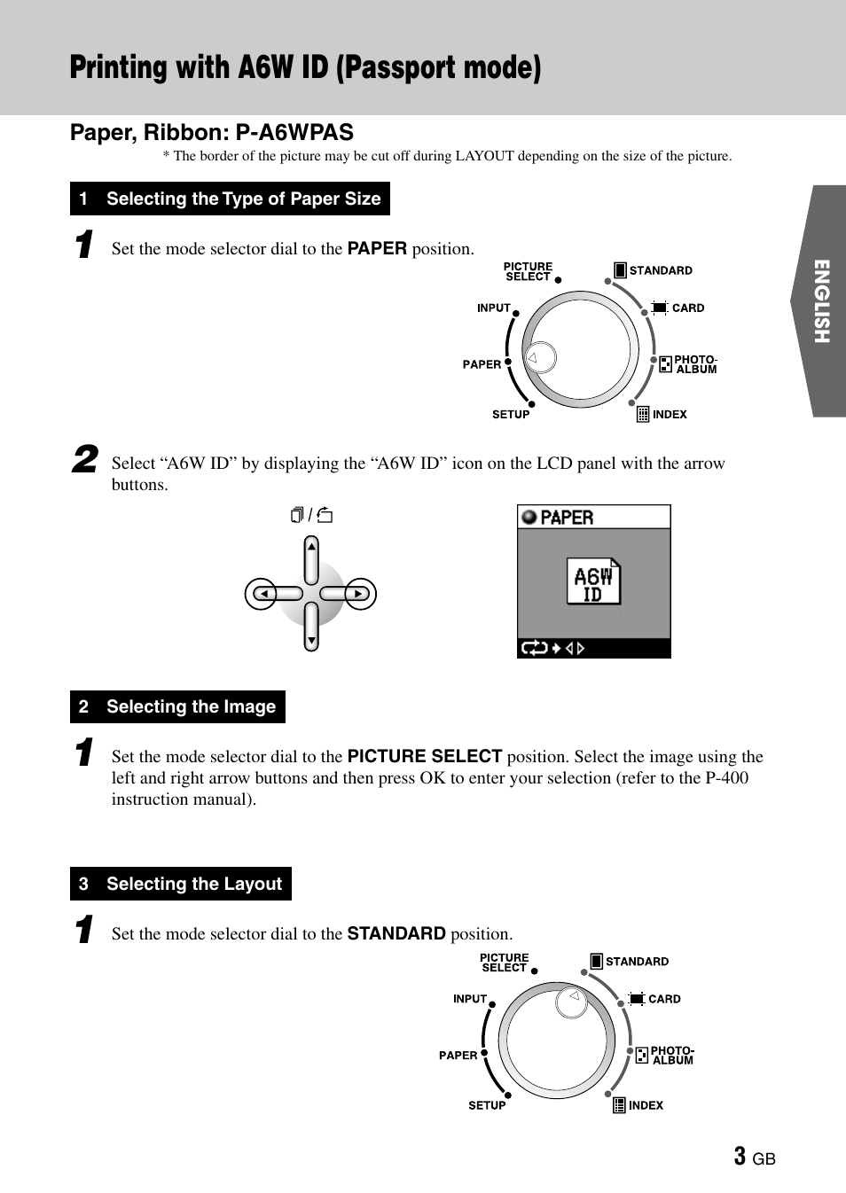 Printing with a6w id (passport mode) | Olympus CAMEDIA P-400ID User Manual | Page 7 / 36