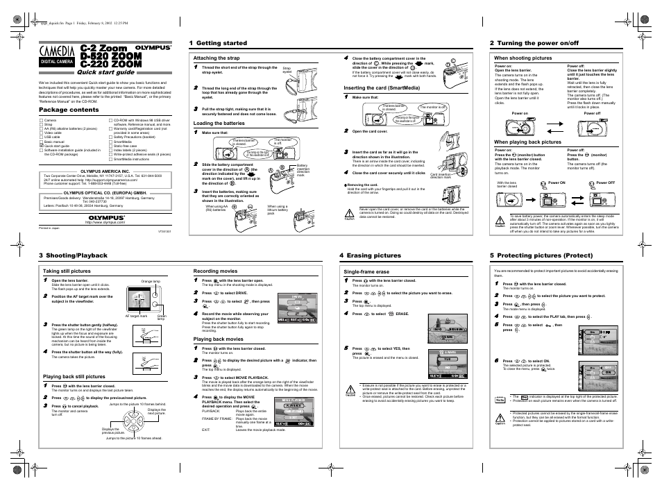 Olympus zoom c-220 User Manual | 2 pages