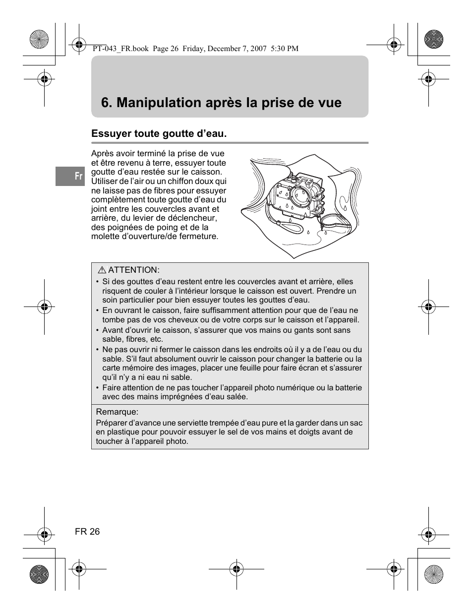 Manipulation après la prise de vue | Olympus PT-043 User Manual | Page 102 / 268