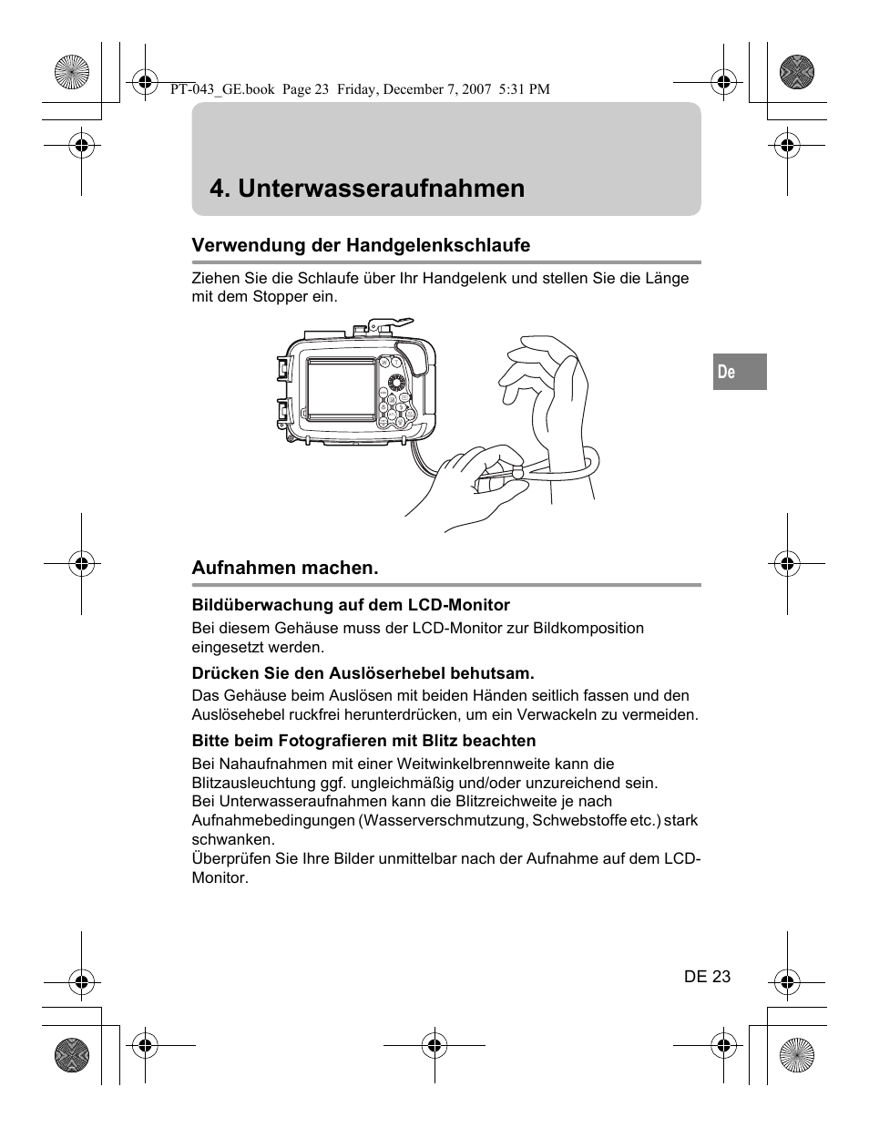 Unterwasseraufnahmen | Olympus PT-043 User Manual | Page 137 / 268