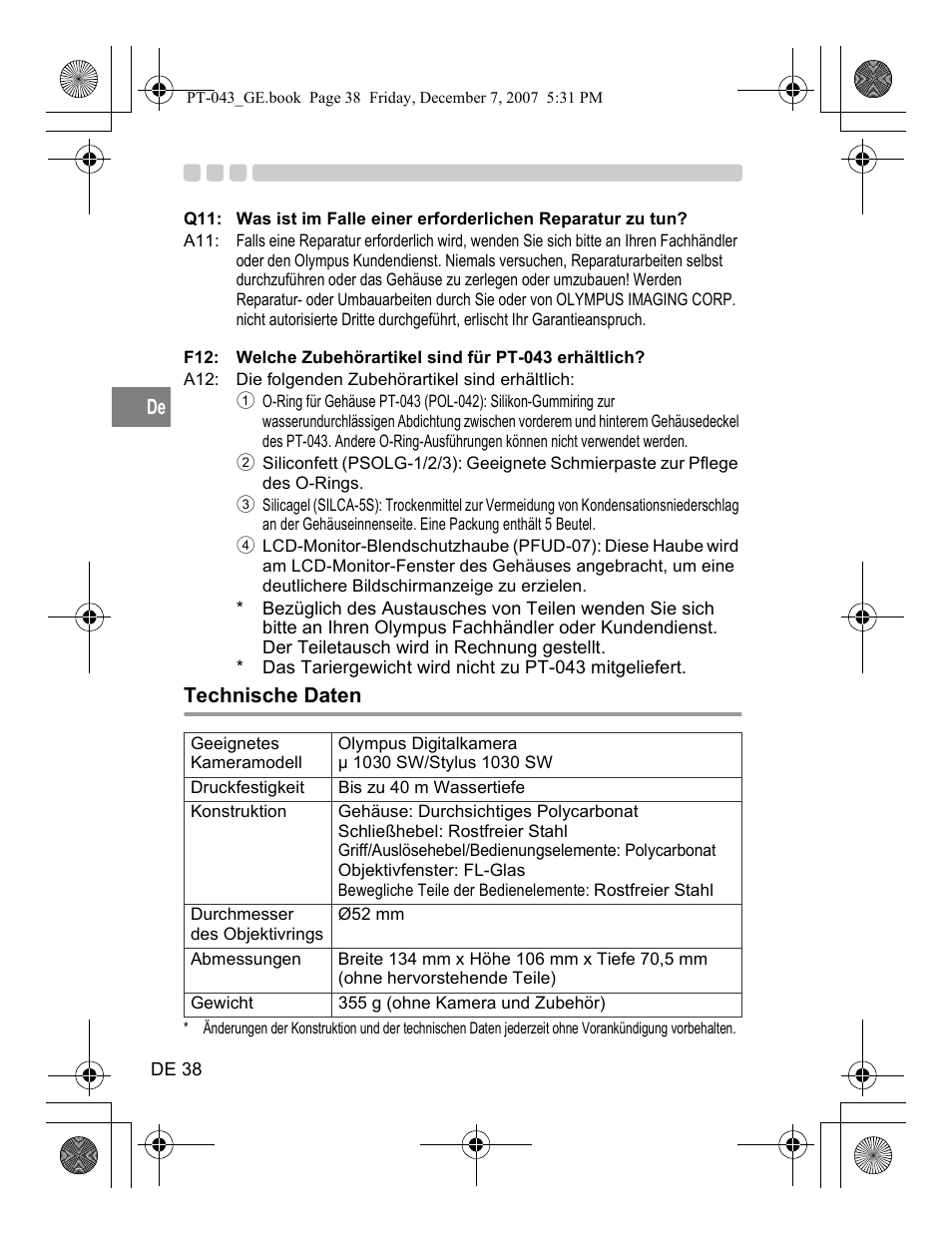 Olympus PT-043 User Manual | Page 152 / 268