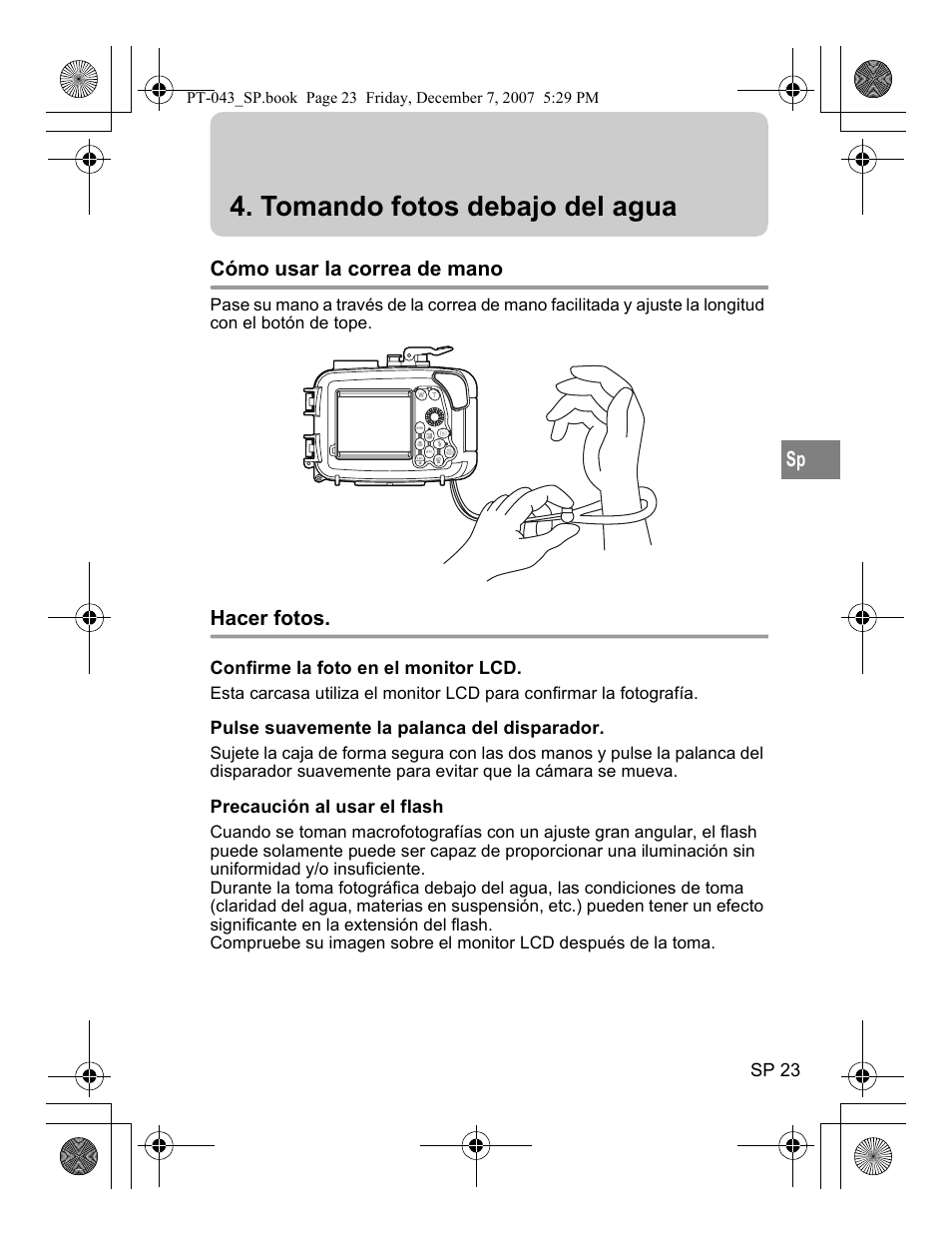 Tomando fotos debajo del agua | Olympus PT-043 User Manual | Page 175 / 268