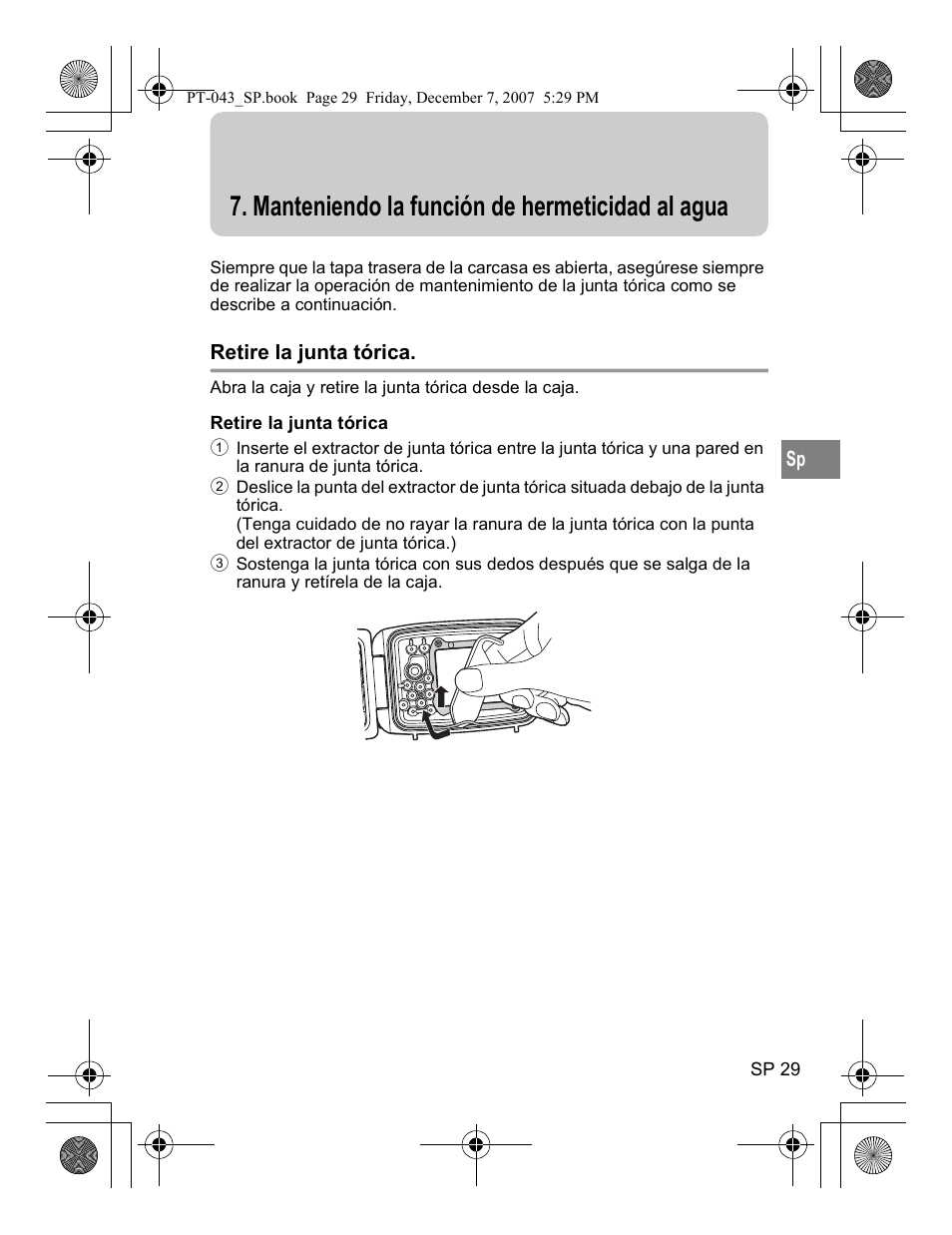 Manteniendo la función de hermeticidad al agua | Olympus PT-043 User Manual | Page 181 / 268