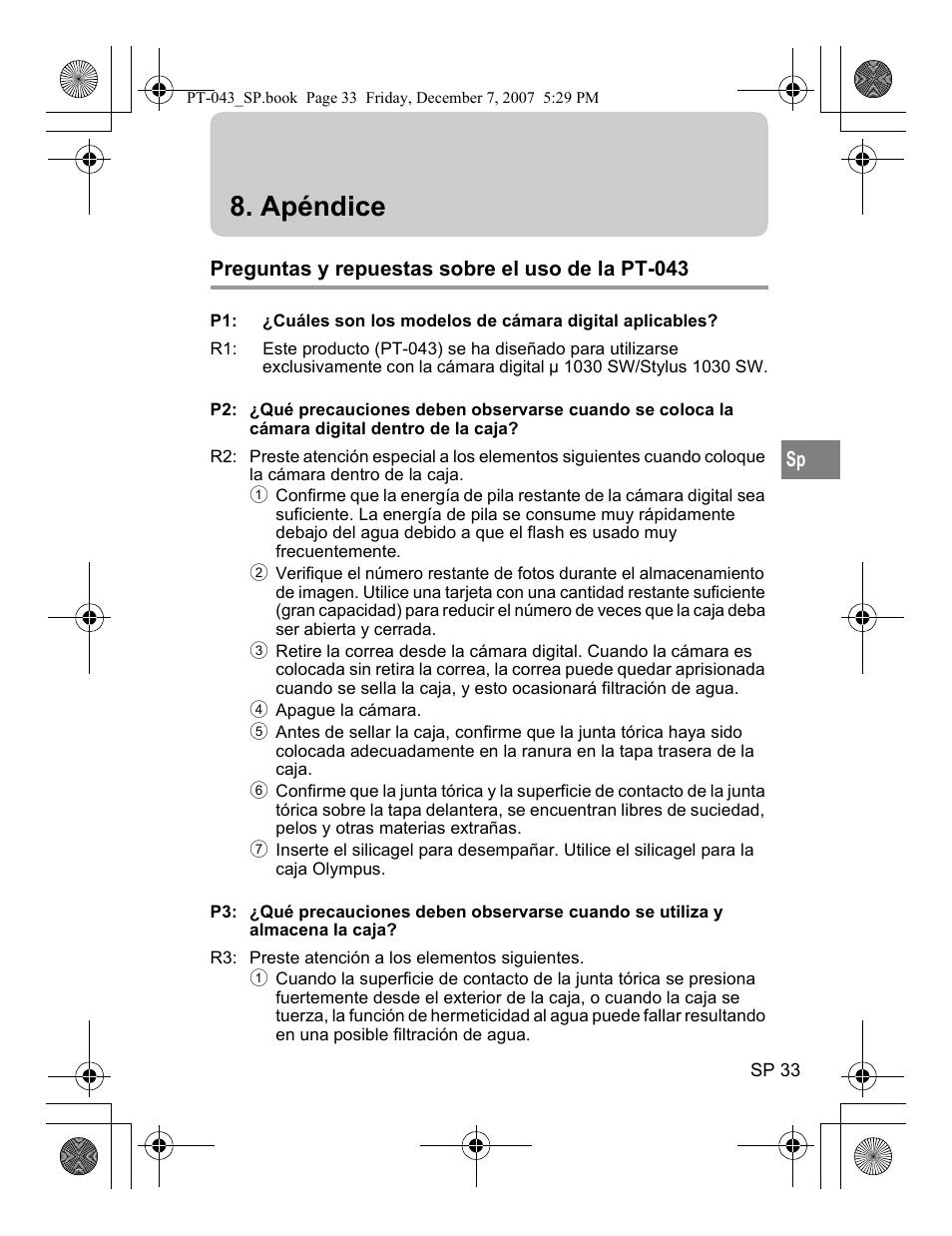 Apéndice | Olympus PT-043 User Manual | Page 185 / 268