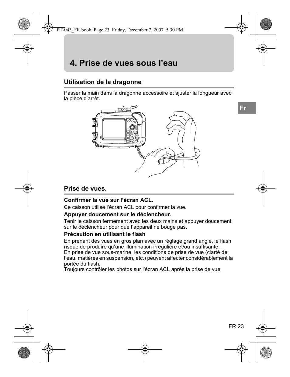 Prise de vues sous l’eau | Olympus PT-043 User Manual | Page 99 / 268